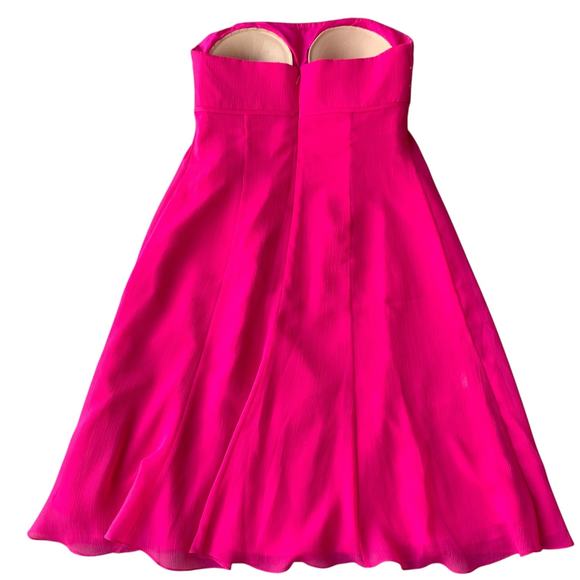 David's Bridal Dress Women's Size 6 Fuchsia Split Chiffon Party Strapless Sequin - Picture 2 of 6
